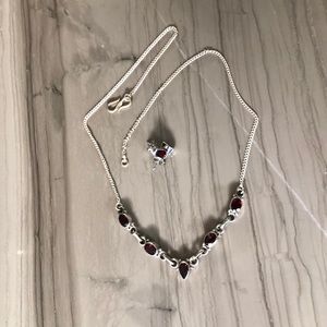 Authentic garnets in sterling silver set